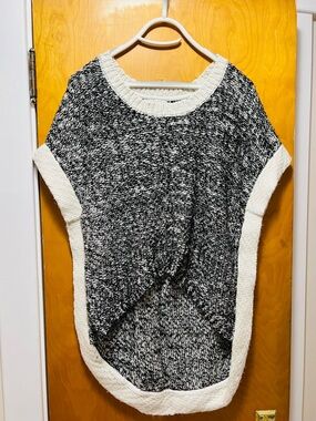 Anthropologie Black & Cream Marled Scoop-Neck Sweater
